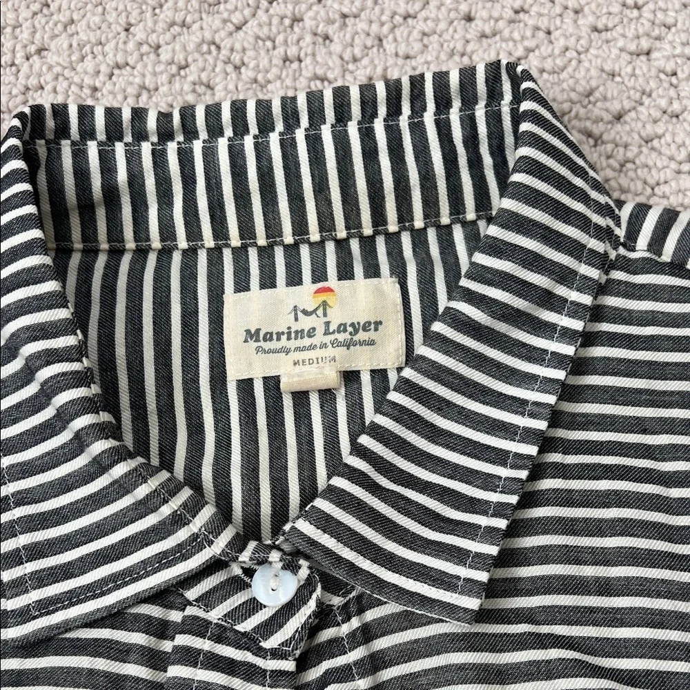 Marine Layer Black and White Striped Button-Down Shirt